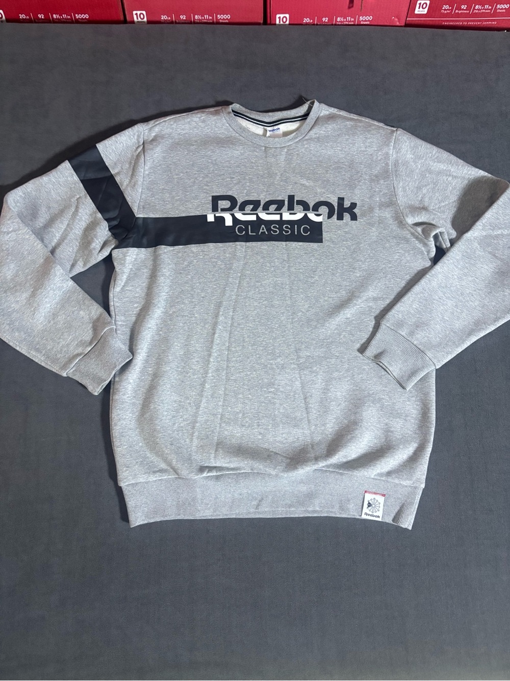 Reebok Classic Gray Crewneck Sweatshirt with Black Logo